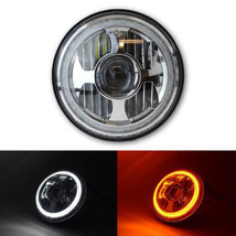 7&quot; LED Projector White Amber Halo Ring Light Bulb Headlight Harley Motor... - £116.42 GBP