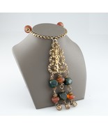 Gold-Plated Bedouin Filigree Necklace Amber and Bloodstone Gorgeous - $399.53 CAD