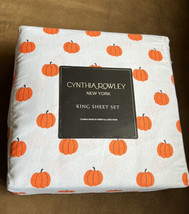 New Cynthia Rowley Cute Fall Pumpkins 4 Pc King Sheet Set Microfiber Gra... - £59.24 GBP