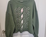 ACDC Woman’s Cropped Sweatshirt Green Sz Large Long Sleeve Official AC/D... - $19.79