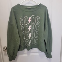 ACDC Woman’s Cropped Sweatshirt Green Sz Large Long Sleeve Official AC/D... - £15.54 GBP