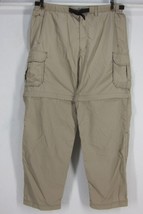 Rei Men&#39;s L X 30&quot; Khaki Beige Convertible Belted Cargo Pants Zip Ankle 6 Pkts - £25.13 GBP