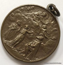 Large 1927 RARE VINTAGE Holy medal Virgin Mary Angels Saints Signed Gottuzzo  - £147.88 GBP