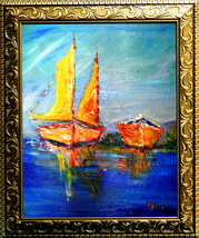 Elliot Fallas-&quot;Setting Sail&quot;-Framed Original Oil Painting/Canvas/Hand Signed/COA - £294.47 GBP