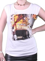 Bench UK Womens White Watertown Building Fire Picture Sleeveless T-Shirt NWT - £14.98 GBP