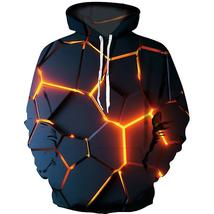 Flame Hooded Sweatshirts Cool Print Long Sleeve Pullover Tops For Women Men - £28.82 GBP