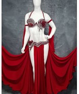 Made to order belly dance costume , crystals sparkling bra belt skirt se... - $459.00