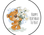 HAPPY BIRTHDAY TO YOU TEDDY BEAR ENVELOPE SEALS STICKERS LABELS TAGS 1.5... - £5.87 GBP
