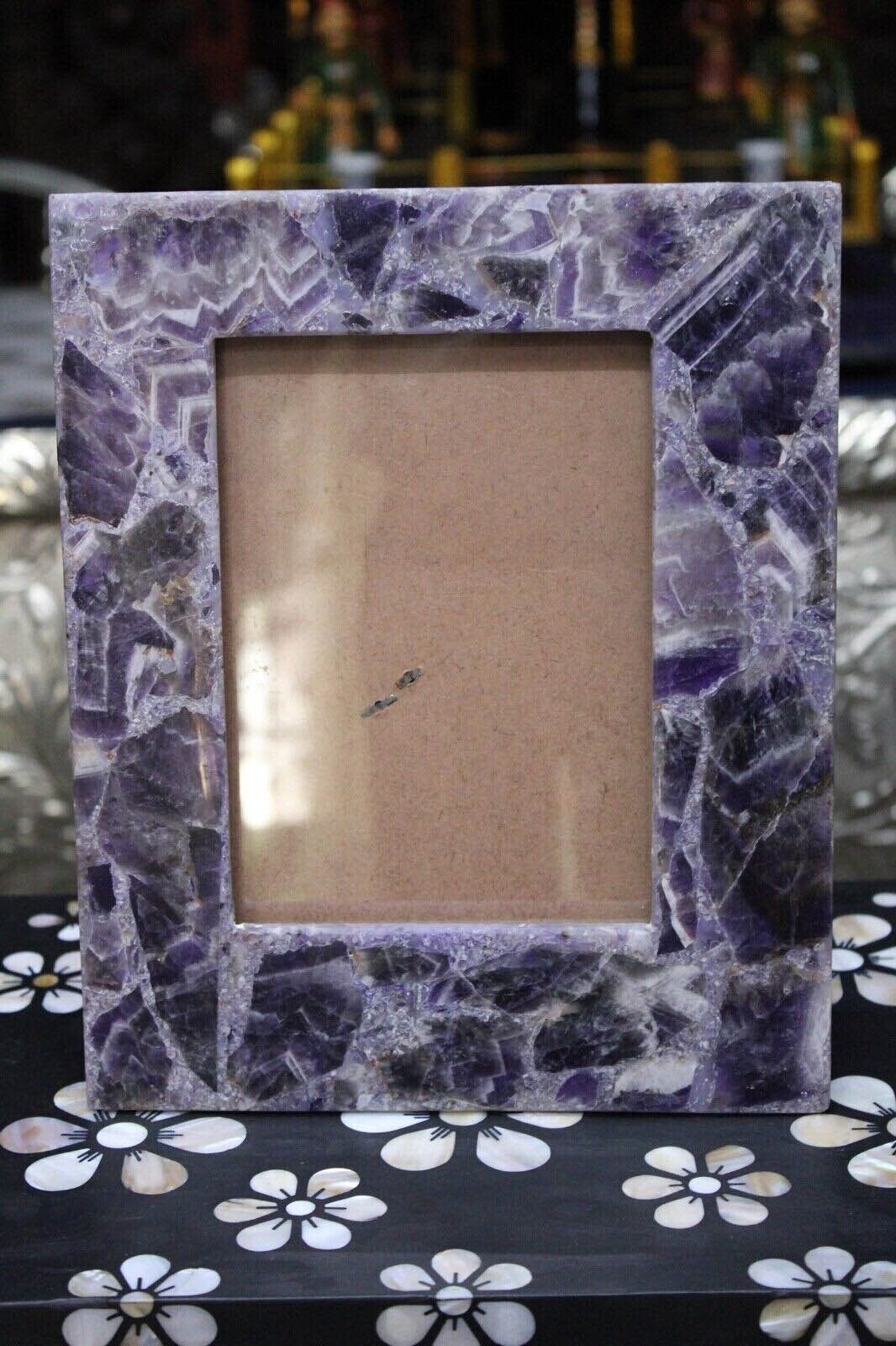 Amethyst Stone Photo Frame Natural Purple Stone Handmade Work Home Deco and Gift Item image 5
