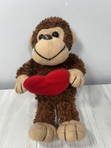 Hug &amp; Luv small 8&quot; plush brown monkey red heart Valentine&#39;s Day stuffed toy - £7.75 GBP