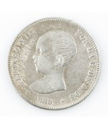 1889 Spain 2 Pesetas Silver Very Fine Detail Alfonso XIII Km #692-
show ... - $145.86