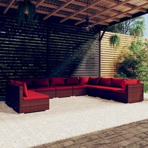  Garden Lounge Set Brown Poly rattan, powder-coated steel, plastic - $25,423.52 MXN