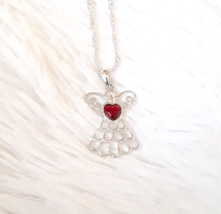 Avon Mary Birthstone Angel Necklace (July / Ruby) &quot;Rare&quot; ~ New!!! - £12.60 GBP