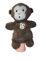 Set 2 Plush Hand &amp; Finger Puppet Monkey Toy Stuffy B Boutique Evergreen Stuffed - £10.29 GBP