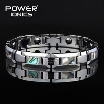 Power Ionics Magnetic Bracelet Men Luxury Natural Shell Never Scratch Tungsten S - £72.64 GBP
