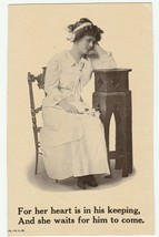 Vintage Postcard Waiting Woman With Her Heart In His Keeping 1911 - £6.30 GBP