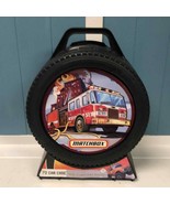 Matchbox 72 Car Diecast Carry Case Black Tire Shape Fire Truck toy storage - £41.05 GBP