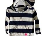 Osh Kosh Navy Blue White Nautical Striped Long Sleeved Pink Heart Hoodie... - $9.72