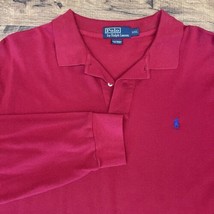 Vintage Polo Ralph Lauren XXL Red Long Sleeve Mesh Pique Knit Polo Shirt... - $26.89