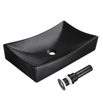 Bathroom Vessel Sink Porcelain Ceramic Vanity Basin Drain Aqt0132 - £183.03 GBP