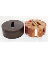 1950&#39;s Wood Alligator Cover Poker Chip Carousel Caddy w/ Chips ~ Nice - $19.99