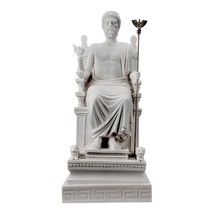 God Zeus of Olympia King of Gods Greek Roman Large Statue Sculpture Cast Marble - £353.30 GBP