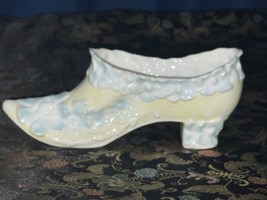 Vintage Porcelain shoe, Slipper Figuring Yellow W/  Blue Flowers, Pointe... - $7.69
