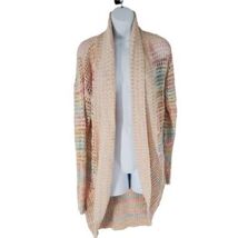 RD Style Womens Cardigan Sweater Pink Striped Shawl Collar Open Front S New - $35.00