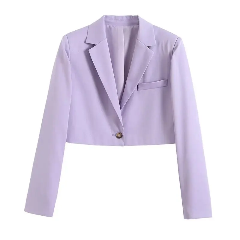 ZEVITY Women  Notched Collar Single Button Casual Short Blazer Coat Office Lady  - £110.35 GBP