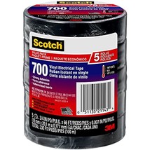 Scotch Vinyl Electrical Tape, Black, 3/4-in x 66-ft, 5-Rolls - £20.84 GBP