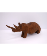 Hand Carved Wooden Rhino Figure House Decor Made in Kenya - $18.87 CAD