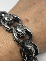 Argent Acier Inoxydable Gothique Bouddha 9 Inch Bracelet - £97.47 GBP
