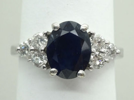 Natural 1.89ct Oval Sapphire &amp; Diamond BITA Ring 14k White Gold Size 7 G... - $1,260.00