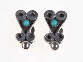 Retro Sterling/turquoise clip-on earrings - £59.17 GBP