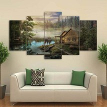 Multi Panel Print Cabin on the Lake Canvas Wall Art Mountain Country 5 Piece - £21.98 GBP+