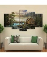 Multi Panel Print Cabin on the Lake Canvas Wall Art Mountain Country 5 P... - $27.82+
