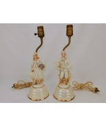 Decorative His &amp; Hers Boudoir Lamps, Parisian Man and Woman, Porcelain &amp;... - $122.45