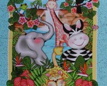 36&quot; X 44&quot; Panel Bazoople Waterfall Jungle Animals Cotton Fabric Panel D5... - £7.20 GBP