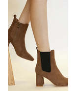 Beast Fashion Faux Suede Block Heel Chelsea Boots with Elastic Side Panel - €32,99 EUR