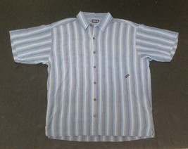 Patagonia Shirt Mens Large Blue Striped Organic Cotton Button Up S/S Shirt 938A - £19.07 GBP