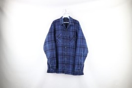 Vintage 70s Streetwear Mens Large Tall Distressed Flannel Button Shirt Jacket - £46.35 GBP