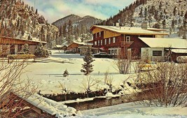 Red River New Mexico~Alpine Lodge At Lift &amp; RIVER~1960s Postcard - £4.88 GBP