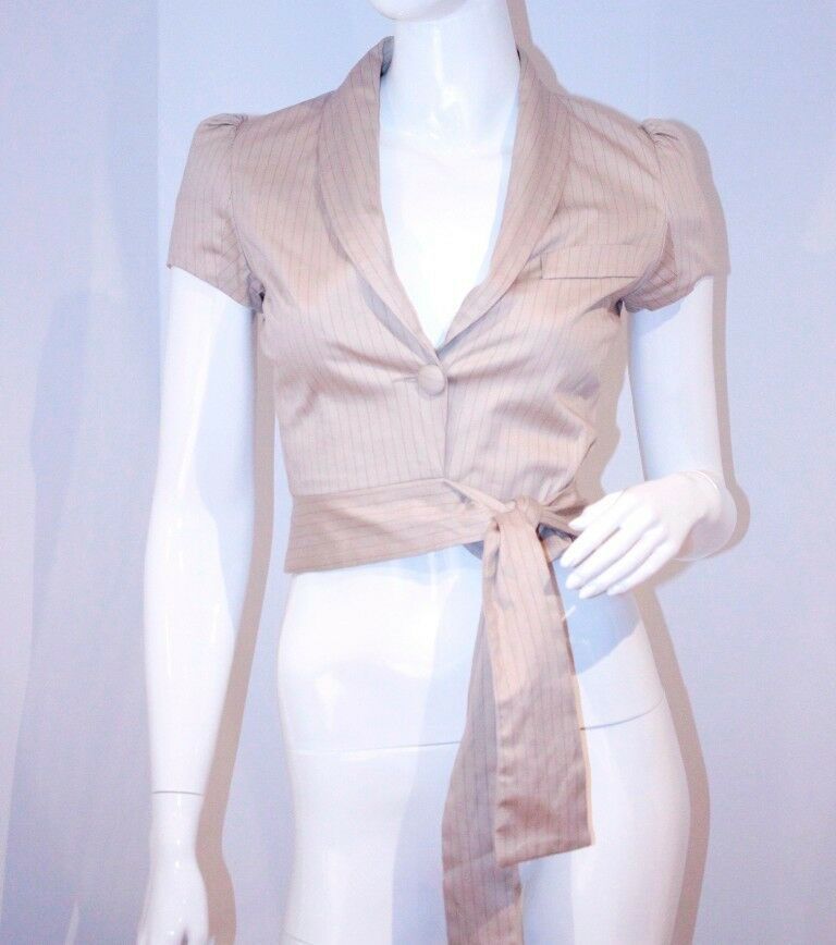 LOY AND FORD Women&#39;s Lace CROPPED Short JACKET Stripe LACE ( 2 ) - $89.07