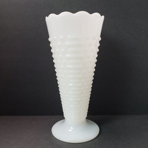 Vintage Anchor Hocking Hobnail 9.5" Milk Glass Pedestal Vase - $28.80