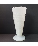 Vintage Anchor Hocking Hobnail 9.5&quot; Milk Glass Pedestal Vase - £22.64 GBP