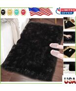 Elegant Black Faux Fur Rug 2x3 Feet - Plush Machine Washable Bedroom Acc... - $55.93 CAD