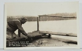 Long Lake Wis &quot;Feeding Our Pet Bass&quot; Vogt&#39;s Summer Home Ak-Sar-Ben Postcard N16 - £20.07 GBP