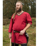 Viking Tunic – Dark Red, 3/4 Sleeve, Contrast Trim, 100% Cotton - $112.20 CAD