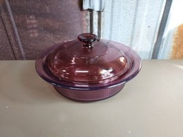 Vintage Corning Ware Visions V-32-B Cranberry 1.5 L Casserole Dish w/Lid Glass - £18.04 GBP