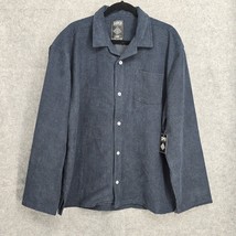 Super Massive Shirt Men&#39;s Extra-Large Navy-Blue Corduroy Button Up Long Sleeve - £17.20 GBP